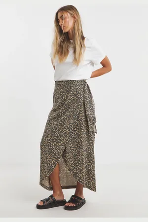 Simply Be Linen Wrap Loop Detail Midi Skirt AU 26