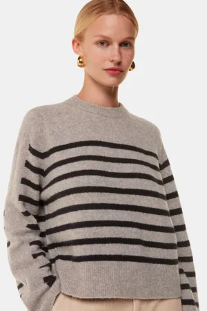 Whistles Womens Wool Mix Stripe Contrast Knit Jumper