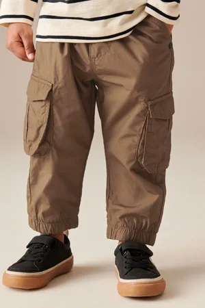 Next Boys Tan Lined 100% Cotton Cargo Trousers (3mths-7yrs)
