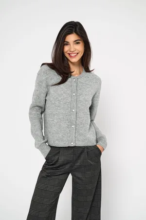 JDY Womens Pearl Button Rib Knit Cardigan