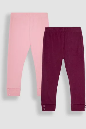JoJo Maman Bébé Girls Rose 2-Pack Rib Leggings