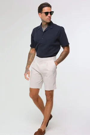 Harry Brown Mens Decorate Cotton Linen Blend Shorts