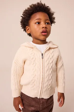 Next Boys Ecru Cable Knit Zip Through Cardigan (3mths-7yrs)
