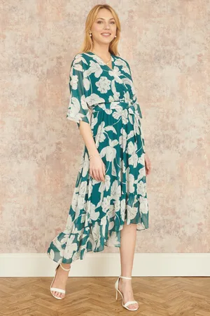 Yumi Kimono Sleeves Midi Dip Hem Wrap Midi Dress AU 16