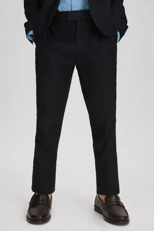 Reiss Boys Navy Kin 9-13 yrs Slim Fit Linen Adjustable Trousers