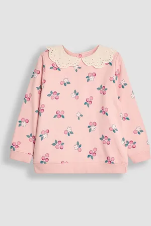 JoJo Maman Bébé Girls Berry Broderie Collar Sweatshirt