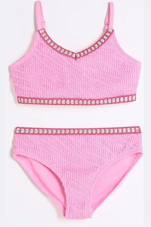 River Island Pink Girls Blanket Stitch Bikini 5