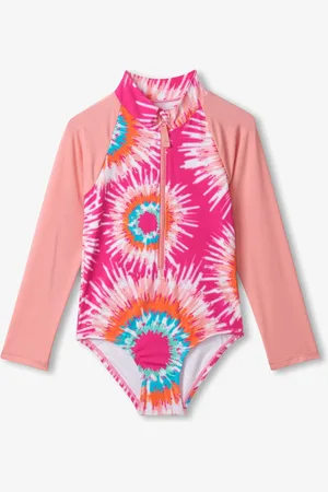 Hatley Pink Sunburst Tie Dye Longsleeve Rashguard Swimsuit 4 Years (104cm)