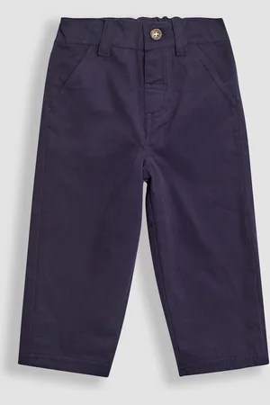 JoJo Maman Bébé Boys Navy Jersey Lined Twill Trousers