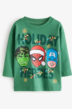 Marvel Boys 100% Cotton Long Sleeve Christmas T-Shirt (3mths-8yrs)