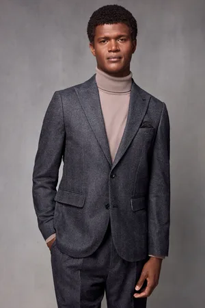 Next Mens Navy Wool Blend Herringbone Suit Jacket