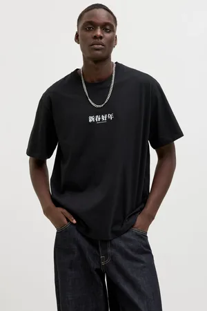 JACK & JONES Black Graphic Back Print 100% Cotton T-Shirt L