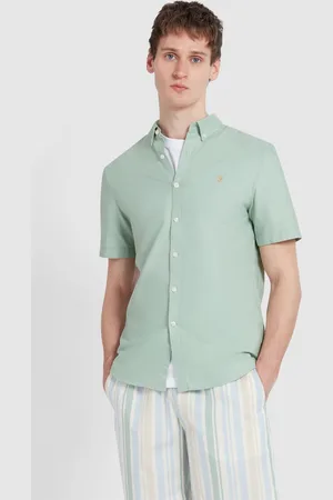 Farah Brewer Short Sleeve 100% Cotton Shirt in Grove L