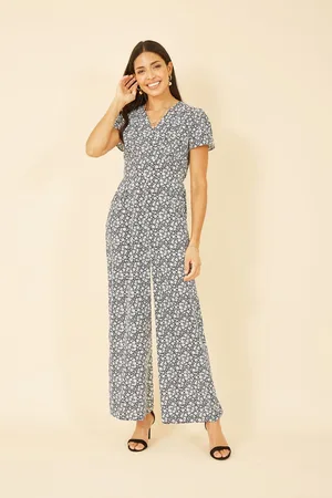 Yumi Womens Ditsy Floral Wrap Jumpsuit
