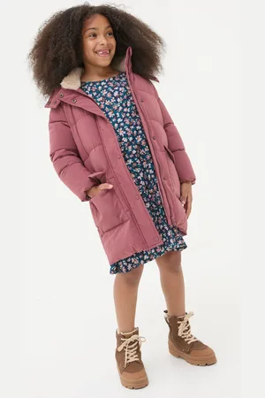 Fat Face Girls FatFace Letty Rose Longline Padded Jacket