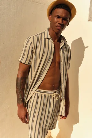 Next Mens /Blue Striped Textured Dock Shorts