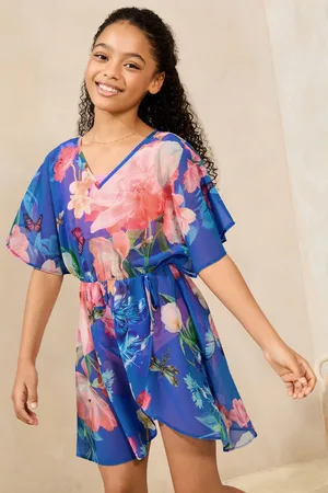 Lipsy London Cobalt Blue Floral Printed Kaftan (5-16yrs) 7