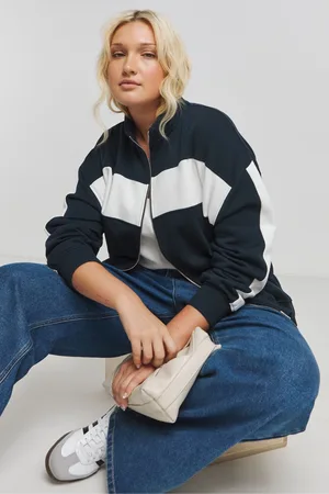 Simply Be Womens Stripe Zip Through Hoodie