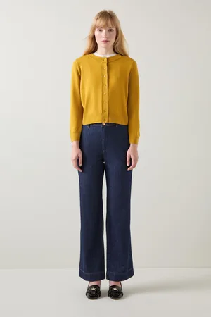 LK Bennett Womens Connie Crew Neck Wide Placket Cardigan