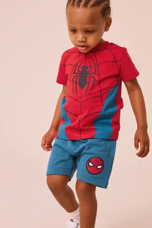 Marvel Boys /Blue Spider-Man License 100% Cotton T-Shirt And Shorts Set (3mths-8yrs)