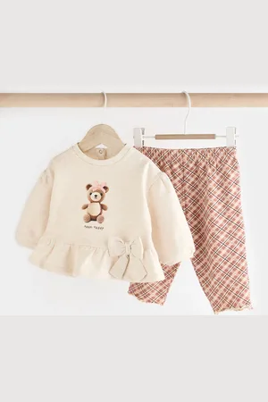 Next Girls /Check Baby 100% Cotton Sweatshirt And Leggings Set