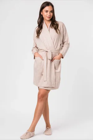 PURE LUXURIES LONDON Hallbeck Cashmere & Merino Wool Dressing Gown S