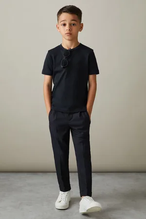 Reiss Boys Navy Brighton 3-9 yrs Relaxed Elasticated Trousers with Turn-Ups