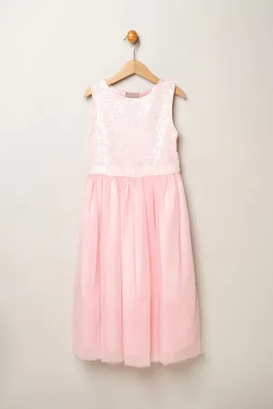 MISS Girls Sequin Bow Tulle Skirt Dress