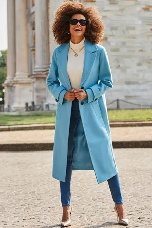 Sosandar Womens Double Breasted Longline Coat