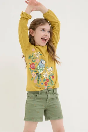 Fat Face Girls FatFace Daisy Embroidered Denim Shorts