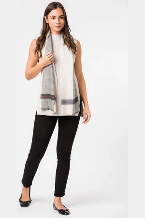 PURE LUXURIES LONDON White Pixel Cashmere & Merino Wool Scarf One