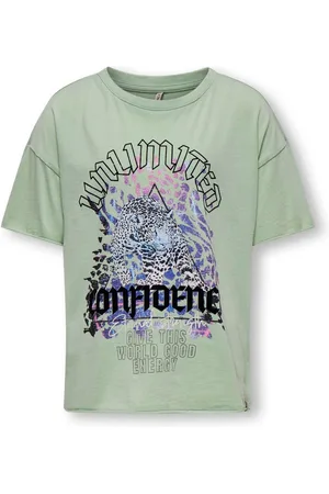 ONLY Girls 100% Cotton Graphic Printed T-Shirt