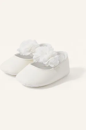 Monsoon Girls Ivory Shimmer Corsage Booties