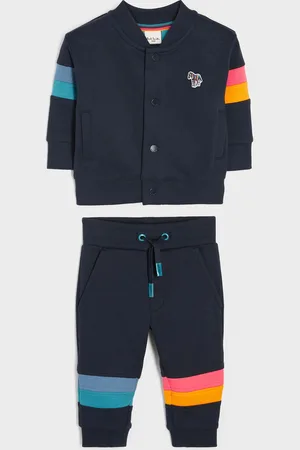 Paul Smith Boys Baby Boys Navy Artist Stripe Panelled Bomber Jacket and Joggers Set