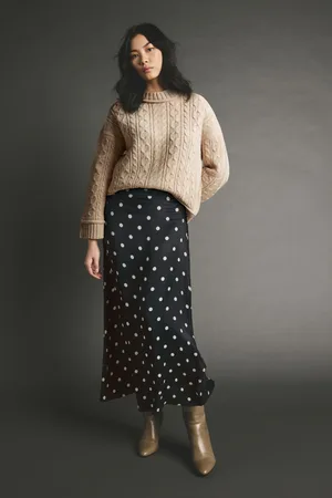 Next Printed Satin Midi Skirt AU 12 Tall