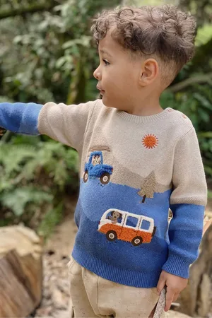 Purebaby Boys Off Road Print Jumper