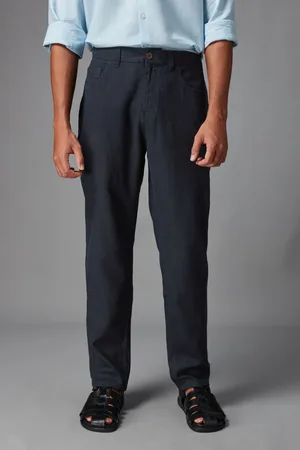 Next Mens Navy Linen Viscose Jean Style Trousers