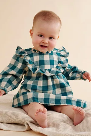 Purebaby Girls Check 100% Cotton Dress with Bloomer
