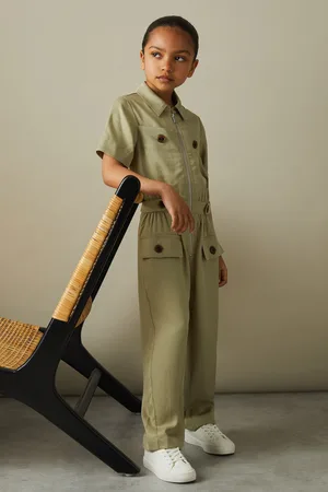 Reiss Girls Khaki Olivia 4-9 yrs Utility Style Jumpsuit
