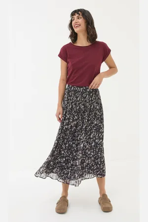 Fat Face Womens FatFace Paignton Dark Pleated Midi Skirt