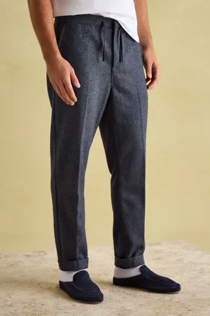 Joules Mens Oundle Navy Herringbone Slim Fit Trousers