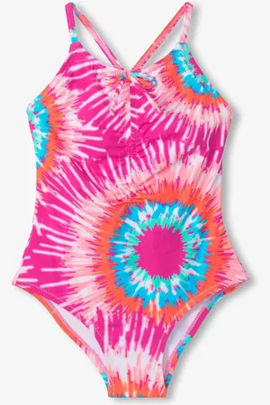 Hatley Pink Sunburst Tie Dye Ruched Front Swimsuit 4 Years (104cm)