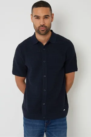 Threadbare Textured Knitted Button Through Polo Shirt XL