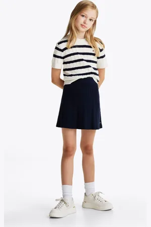 Tommy Hilfiger Blue Stripe Mini Cable Short Sleeve Jumper 7 Years (122cm)