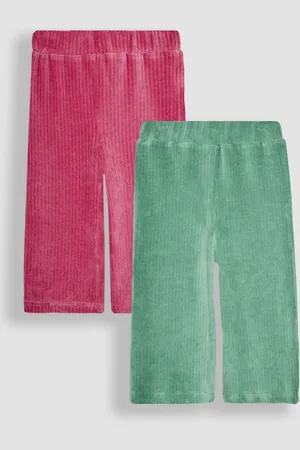 JoJo Maman Bébé Girls Rose 2-Pack Cord Velour Flare Leggings