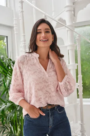Pure Collection Womens Loose Fit Jacquard Blouse