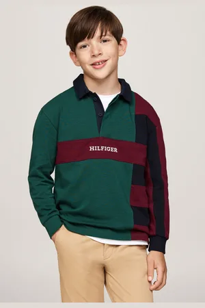 Tommy Hilfiger Boys 100% Cotton Colourblock Long Sleeved Polo Shirt