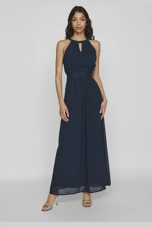 VILA Halterneck Flower Girl Lace Detail Occasion Maxi Dress AU 14