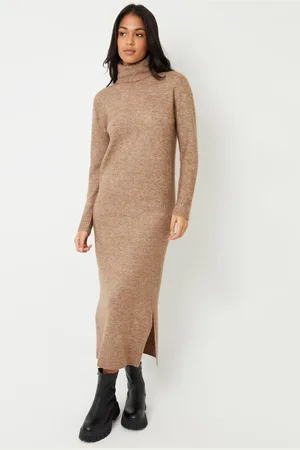 Threadbare Womens Roll Neck Knitted Maxi Dress