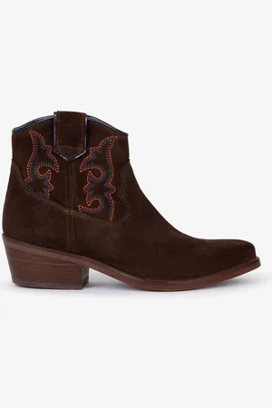 PENELOPE CHILVERS Cassidy Suede Embroidered Brown Boots AU 8 (EU 39)